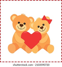 Animated vector of a kind bear cartoon character with a red heart for Valentine's Day