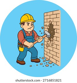 Vector animado de los trabajadores masculinos de la construcción, archivo EPS de alta resolución