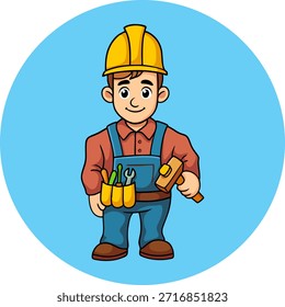 Vector animado de los trabajadores masculinos de la construcción, archivo EPS de alta resolución