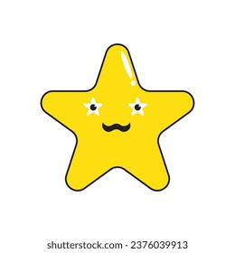 Animated vector in the shape of a star with a mustache