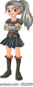 Guerreiro animado com armadura e postura confiante