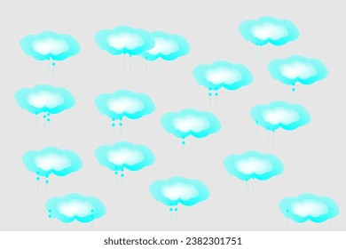 Animated white clouds fly in the sky from left to right. Looped video. Vector illustration on blue sky background. 4k animation.