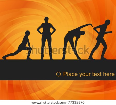 Animated women gymnastic exercises background illustration