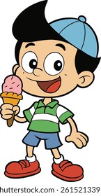 Animated Young Boy Eating Ice Cream
