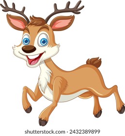 Animated young deer with a happy expression leaping.
