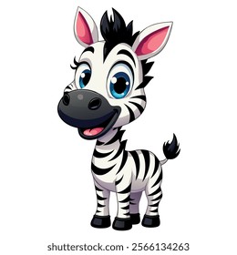 Animated zebras with various poses and expressions for safari and jungle-themed designs