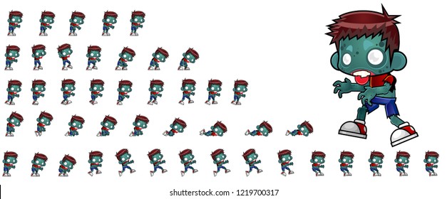 Animated zombie game characters for creating Halloween or horror video games