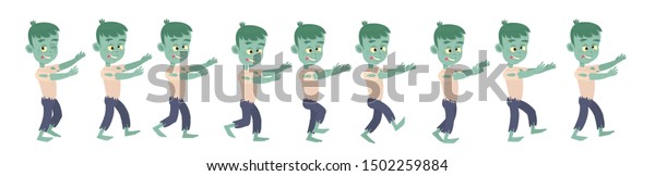 Animation of a 2D zombie or monster\
character walking for\
Halloween.\
