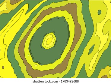 Animation abstract yellow green vector background motion hypnotic psychedelic design, zine texture.