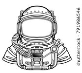 Animation Astronaut in a space suit.  Vector illustration isolated on a white background. Place for the text. Print, poster, t-shirt, card.