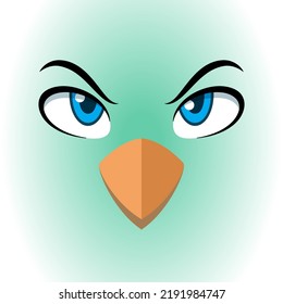 Animation bird character. Vector illustration of an abstract character in the form of a bird. Sketch for creativity.