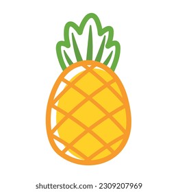 Animation cartoon Pineapple hand drawn Icon clip art vector illustration design for kids and children books for learning fruits and alphabet