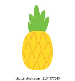 Dibujo de animación Pintura de piña Icono clip de arte ilustración vectorial diseño para libros infantiles y infantiles para el aprendizaje de frutas y alfabeto