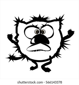 Animation cat. Vector illustration of a character for registration. Black white.