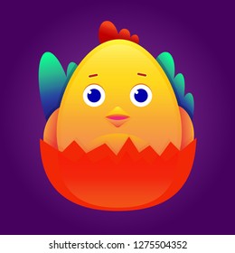 Animation for Chinese greeting cards. Cute eye chicks vector 02