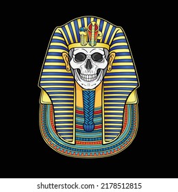 Animation color portrait: Egyptian  dead man. Pharaoh, king, mummy.  Vector illustration isolated on a white background.
