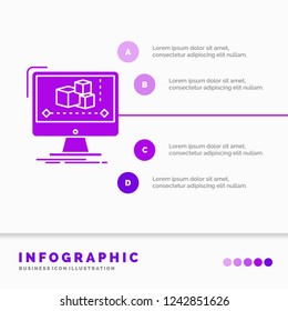 Animation, computer, editor, monitor, software Infographics Template for Website and Presentation. GLyph Purple icon infographic style vector illustration.