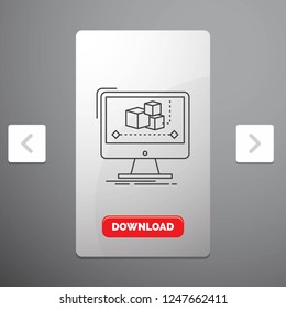 Animation, computer, editor, monitor, software Line Icon in Carousal Pagination Slider Design & Red Download Button