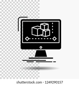 Animation, computer, editor, monitor, software Glyph Icon on Transparent Background. Black Icon
