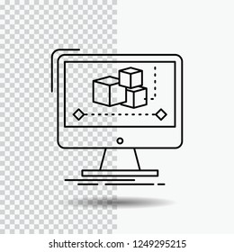 Animation, computer, editor, monitor, software Line Icon on Transparent Background. Black Icon Vector Illustration