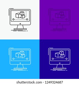 Animation, computer, editor, monitor, software Icon Over Various Background. Line style design, designed for web and app. Eps 10 vector illustration