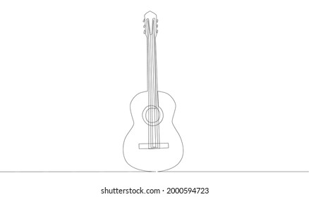 Animation of continuous line drawing of big acoustic guitar