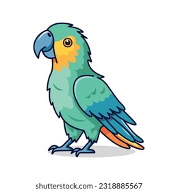 animation of cute parrot on white background, in the style of animated gifs, clean and simple designs, comfycore