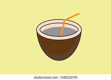 animation dark brown coconut has white fruit and has fresh water