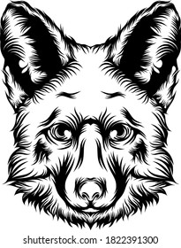 The animation of a dog tattoo illustration with the black outline