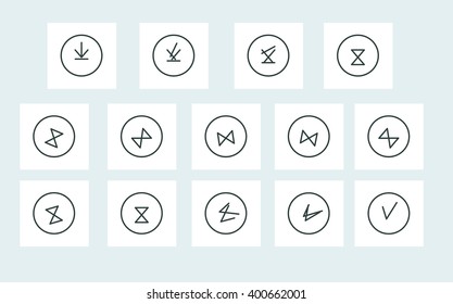 Animation download button. Transformation of thin lines web icon.