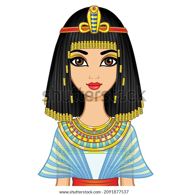 Animation Egyptian Princess Ancient Clothes Wig Stock Vector (royalty 