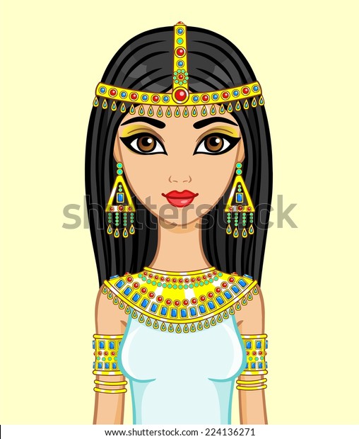 Animation Egyptian Princess Gold Jewelry Isolated Stock Vector (Royalty ...