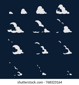 Animation explosion. Animation of smoke. Sprite for games.