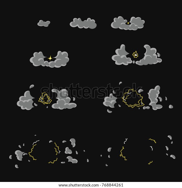 アニメーションの分解 煙のアニメーション ゲーム用にスプライト のベクター画像素材 ロイヤリティフリー
