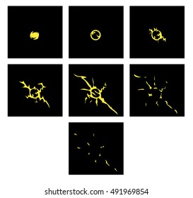 Animation de la bande dessinée à effet flash. Cadres d'explosion de dessin animé.