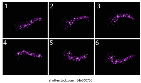 Animation flying comet. Magic effect.