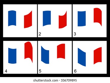 Animation Of The French Flag  Vector Frame.