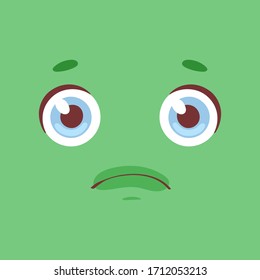 Animation funny cartoon coloful face with eyes and mouth with different expressions and emotions: smile, angry, laugh, surprised. Vector flat monster emoticon isolated on bright background