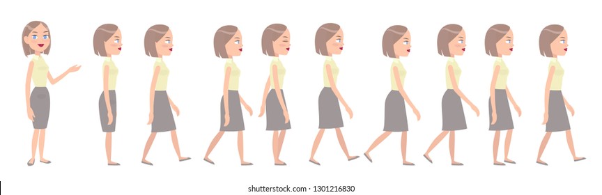 Animation Gait Character Girl Walks Animated Stock Vector (Royalty Free ...