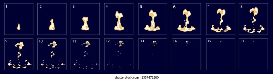 Animation for game of the dust explosion effect. Dust explosion animation. Sprite sheet for game, cartoon or animation.-vector