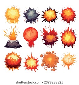 Animation for game of the explosion effect. explosion with smoke, flame and particles vector