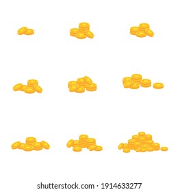 Animation Gold Coin For Video Games, A Pile Of Gold Coins, Money Spent On Game Items, Gold For Game Design, Money, Coins. Which Is A Vector Illustration