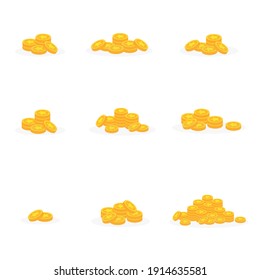 Animation Gold Coin For Video Games, A Pile Of Gold Coins, Money Spent On Game Items, Gold For Game Design, Money, Coins. Which Is A Vector Illustration