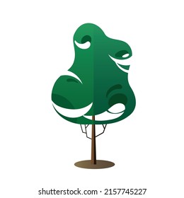 Animation Green Tree Vector Illustration.