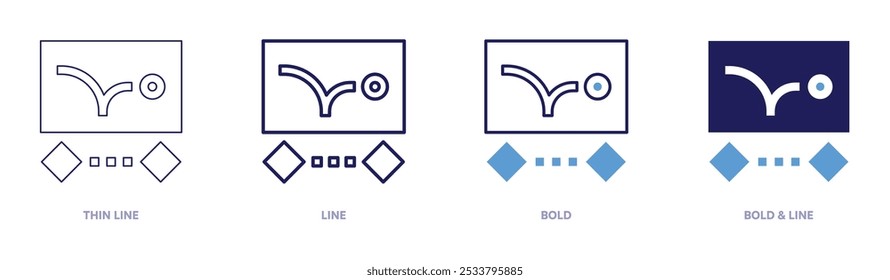 Animation icon in 4 different styles. Thin Line, Line, Bold, and Bold Line. Duotone style. Editable stroke.
