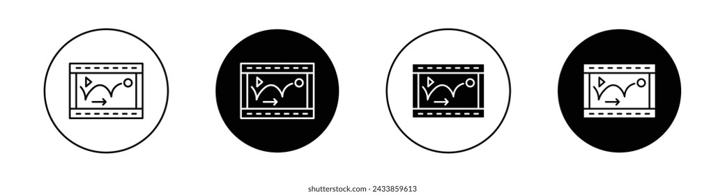 Animation Icon Set. Creative Video Animator production play vector symbol in a black filled and outlined style. Motion Craft Sign.