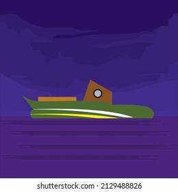 animation and illustration of cargo ships, fishing boats. child pictures