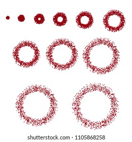 Animation with increasing rings of 3D squares. Vector illustration. A sequence with circles consisting of squares. Set of rings from cubes.