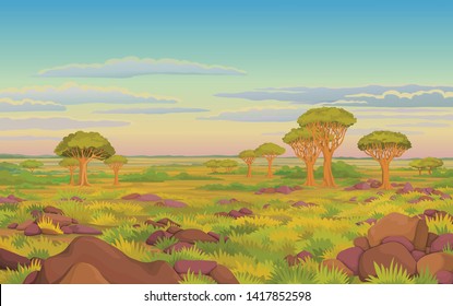 Animation Landscape African Valley Dragon Blood Stock Vector (Royalty ...