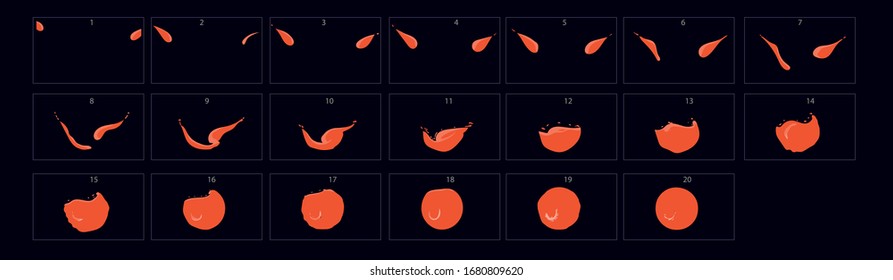 Animation of logo with partical. Animation transitions effect. Sprite Sheet of transitions. Ready frame by frame animation for games, cartoon or animation.